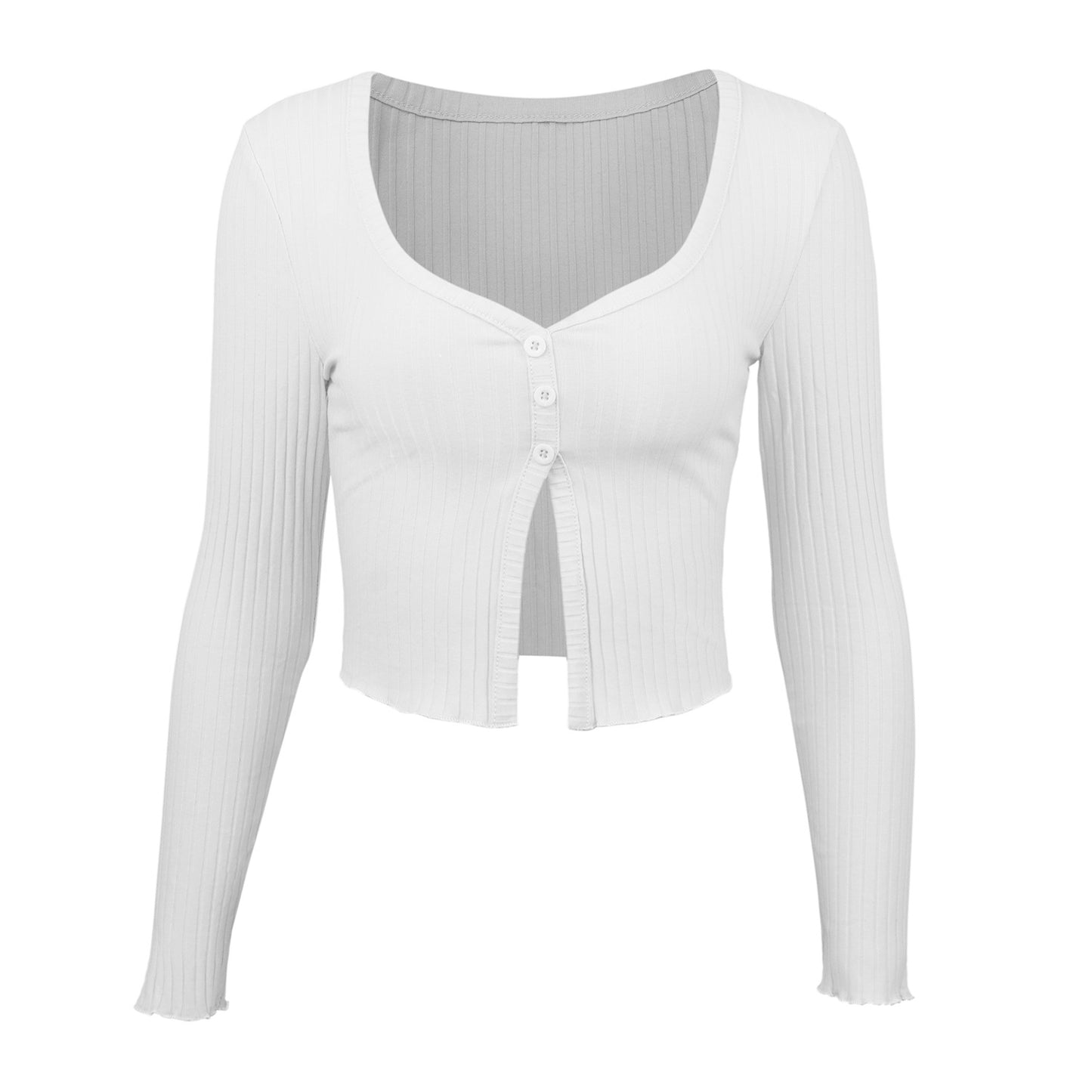 Buttoned Charm Knit Crop