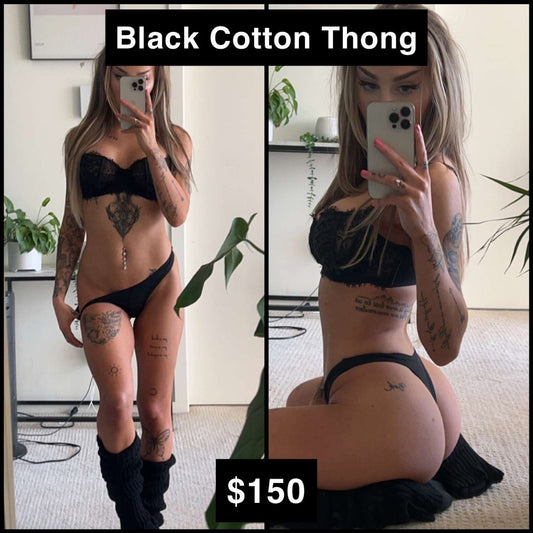 Black Cotton Thong